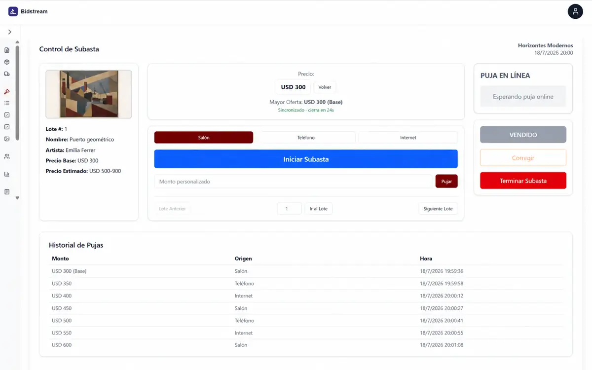Bidstream auction control